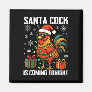 Funny Christmas Chicken Santa Coming Night Humour Magnet
