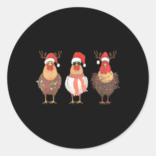 Funny Christmas Chicken Santa Hat Farm Animal Chic Classic Round Sticker