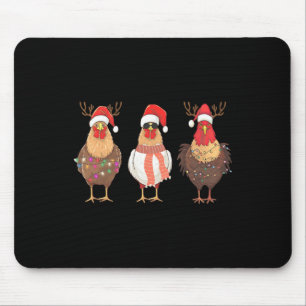 Funny Christmas Chicken Santa Hat Farm Animal Chic Mouse Pad