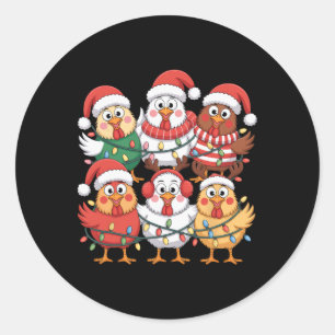 Funny Christmas Chicken Squad For Poultry Lovers H Classic Round Sticker