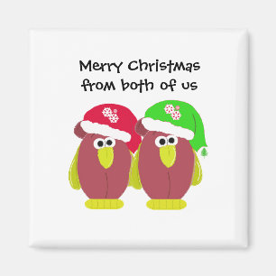 Funny Christmas Chickens in Santa Hats Magnet