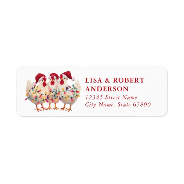 Funny Christmas Chickens Return Address Labels (Front)