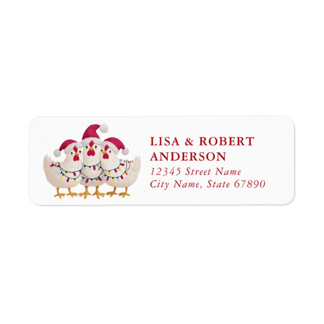 Funny Christmas Chickens Return Address Labels (Front)