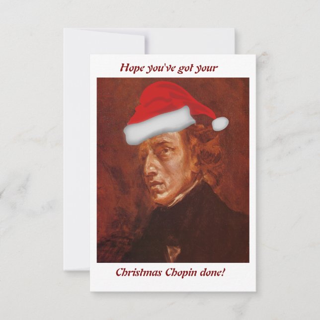 Funny Christmas Chopin - Santa Hat - Blank Inside  Card (Front)