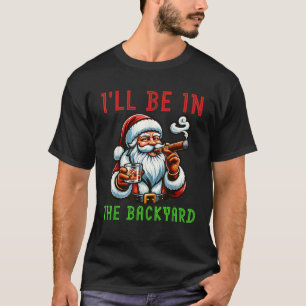 Funny Christmas Cigar Smoking Santa Claus Drinking T-Shirt