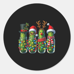 Funny Christmas Ckle Lights Cactus Family Holiday Classic Round Sticker