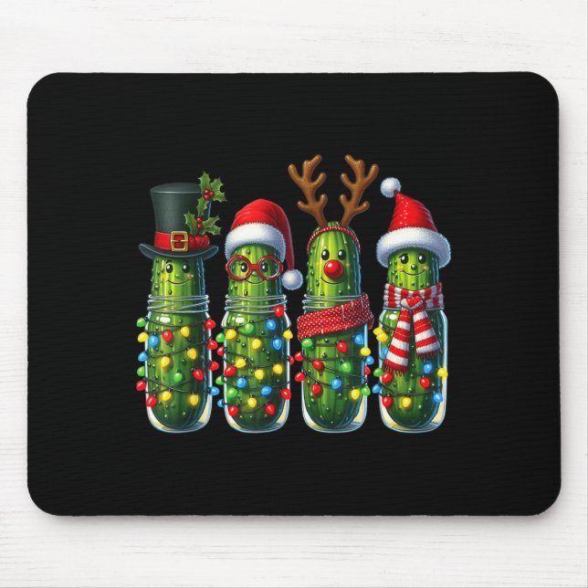 Funny Christmas Ckle Lights Cactus Family Holiday  Mouse Pad (Front)