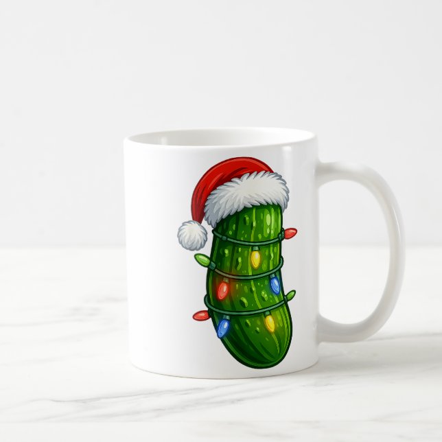 Funny Christmas Ckle Santa Hat Holiday Lights Gift Coffee Mug (Right)