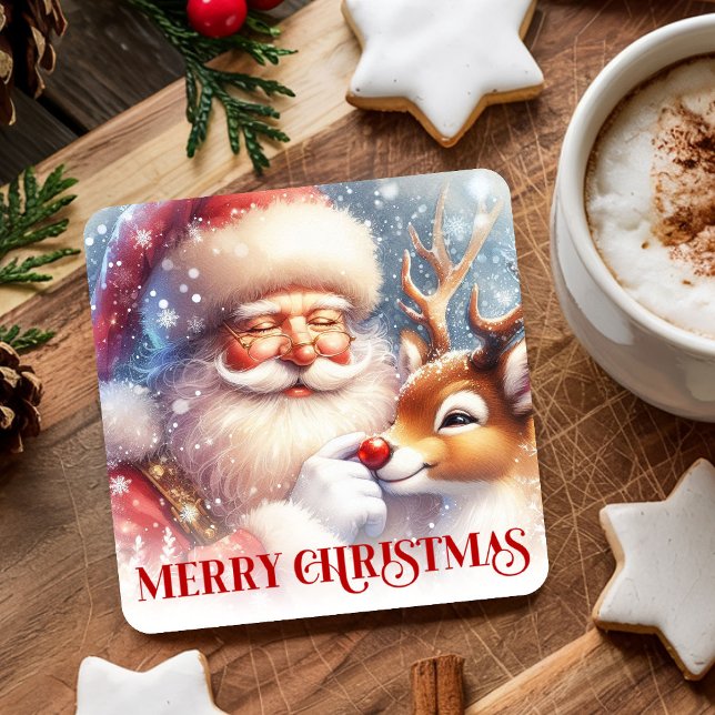 Funny Christmas Coasters with Santa and Rudolph (Funny Christmas Coasters with Santa and Rudolph)