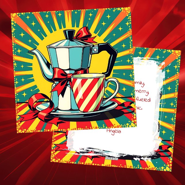 Funny Christmas, Coffee and Panic Pop Art Humorous Holiday Card (Creator Uploaded)