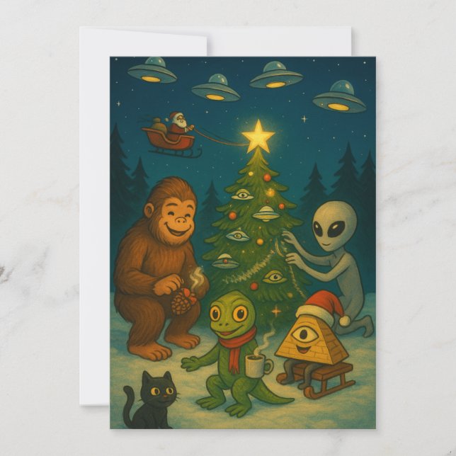Funny Christmas Conspiracy Holiday Card (Front)