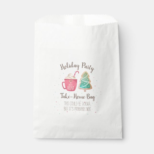 Funny Christmas Cookie + Cocoa Mug Holiday Party Favour Bag (Front)