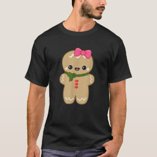 Funny Christmas Cookie Gingerbread Cute Girl Women T-Shirt