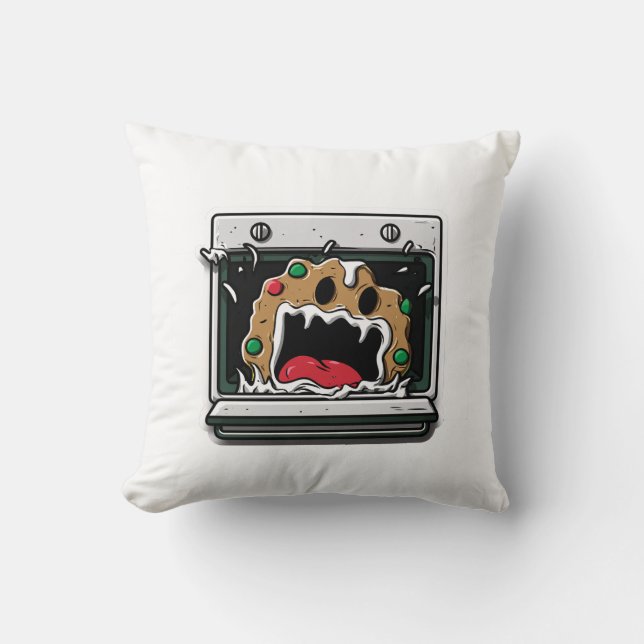 Funny Christmas Cookie Yelling from Oven Cushion (Front)