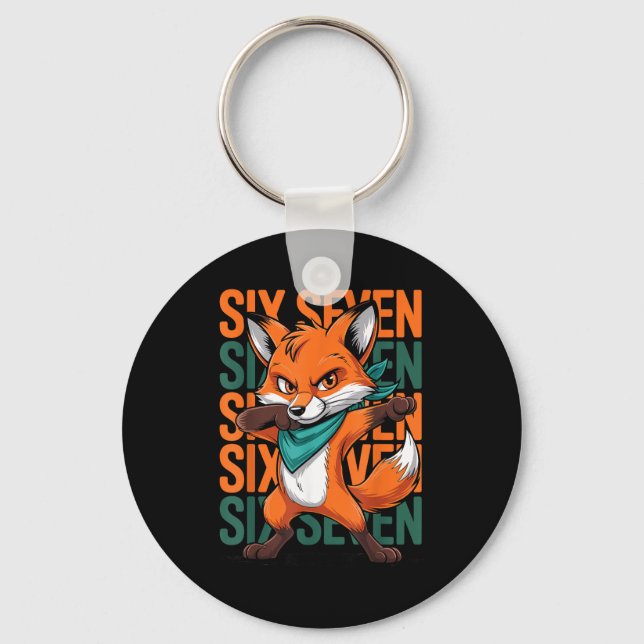 Funny Christmas Cool Fox Dabbing Xmas Dab Six Seve Key Ring (Front)