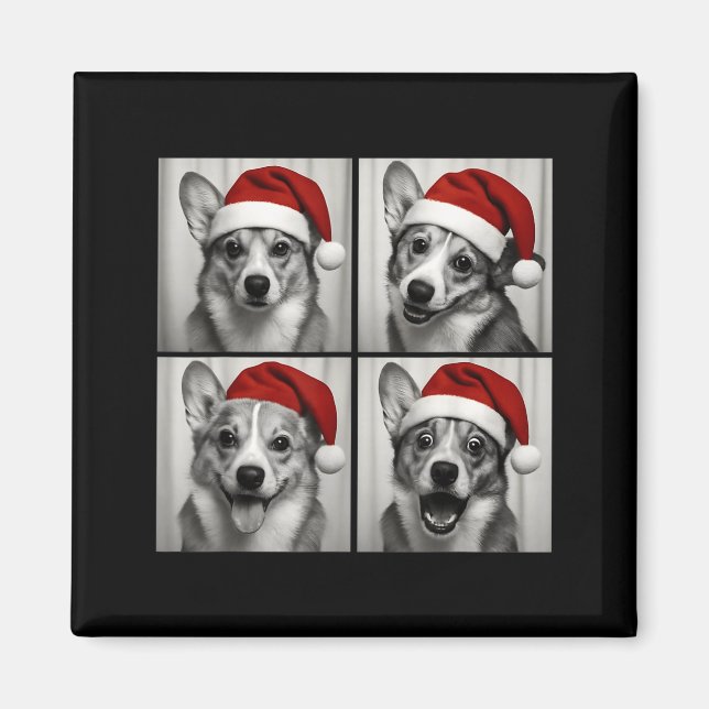 Funny Christmas Corgi Santa Dog Lover Photo Booth  Magnet (Front)
