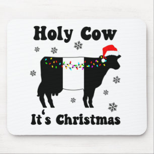 Funny Christmas Cow Belted Galloway Beltie Gift Mouse Pad