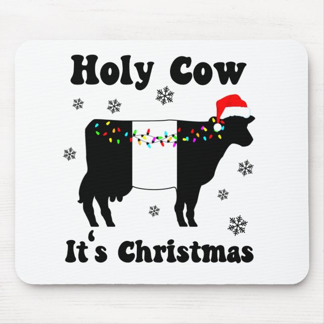 Funny Christmas Cow Belted Galloway Beltie Gift Mouse Pad (Front)