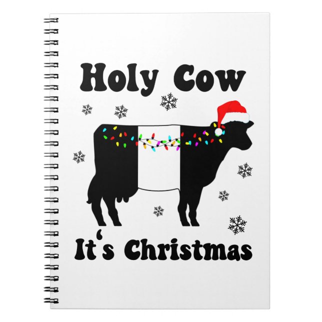 Funny Christmas Cow Belted Galloway Beltie Gift Notebook (Front)