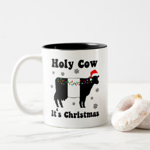 Funny Christmas Cow Belted Galloway Beltie Gift Two-Tone Coffee Mug