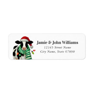 Funny Christmas Cow Return Address Labels