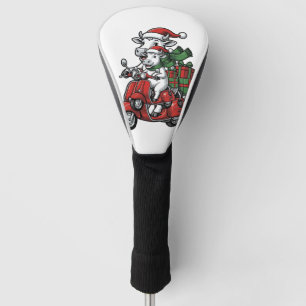 Funny Christmas Cow Riding Scooter Vintage Design_ Golf Head Cover