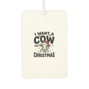 Funny Christmas Cow Vintage Holiday Shirt Design_1 Car Air Freshener