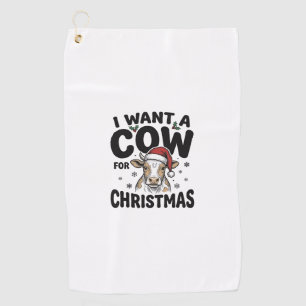 Funny Christmas Cow Vintage Holiday Shirt Design_1 Golf Towel
