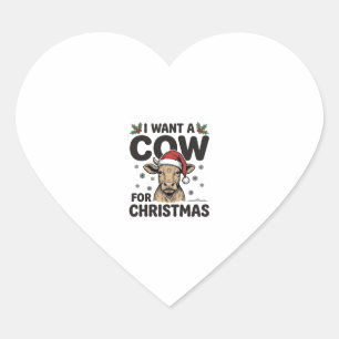Funny Christmas Cow Vintage Holiday Shirt Design_1 Heart Sticker