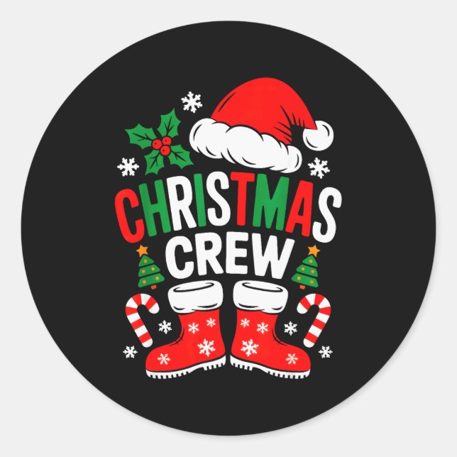 Funny Christmas Crew Xmas Squad Santa Family Pajam Classic Round Sticker (Front)
