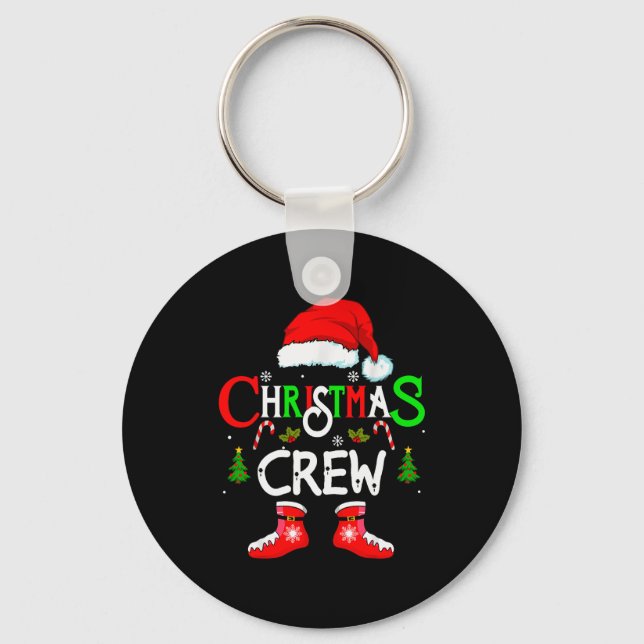 Funny Christmas Crew Xmas Squad Santa Family Pajam Key Ring (Front)