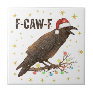 Funny Christmas Crow Raven F-CAW- F Ceramic Tile