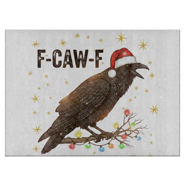 Funny Christmas Crow Raven F-CAW- F Cutting Board (Front)