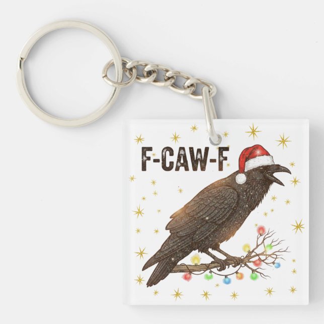 Funny Christmas Crow Raven F-CAW- F Key Ring (Front)