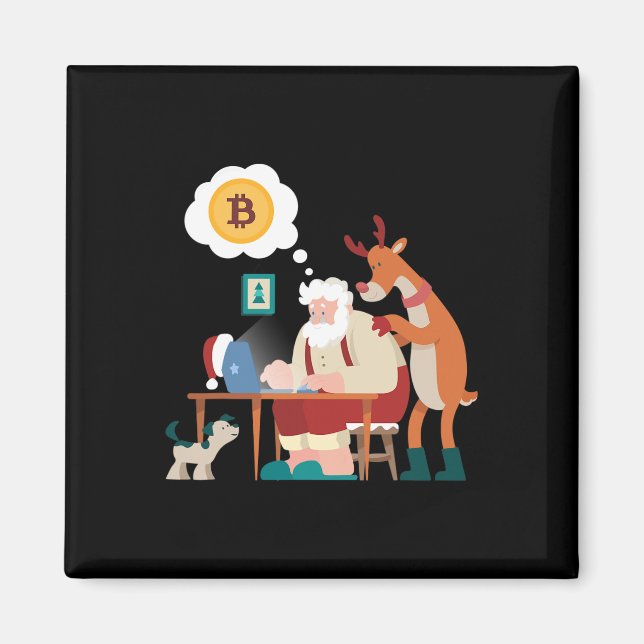 Funny Christmas Crypto Santa Bitcoin Cryptocurrenc Magnet (Front)