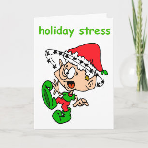 Funny Christmas Cute Elf Holiday Stress Xmas Cards