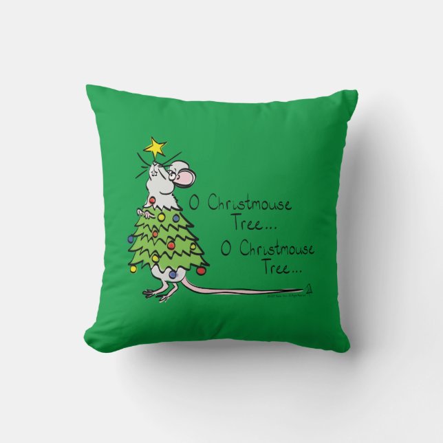 Funny Christmas Cute Mouse Tree Cartoon Cushion (Front)