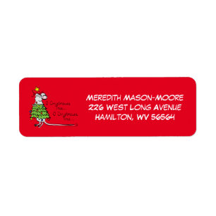 Funny Christmas Cute Mouse Tree Cartoon Return Address Label