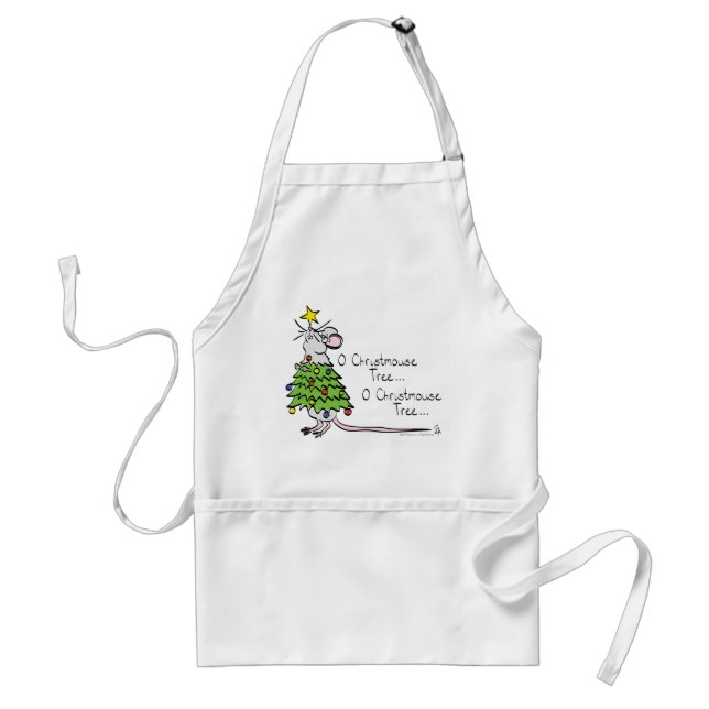 Funny Christmas Cute Mouse Tree Cartoon Standard Apron (Front)