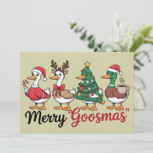 Funny Christmas Cute Xmas Goose Santa Holiday Card
