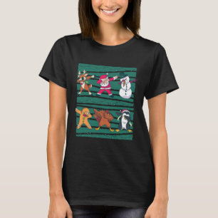 Funny Christmas Dabbing Animals Line Dancing T-Shirt