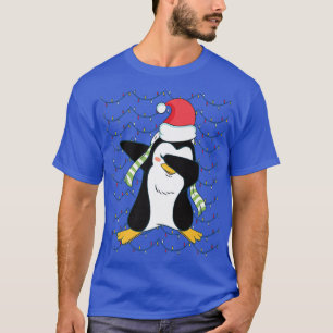 Funny Christmas Dabbing Penguin Christmas Lights T-Shirt