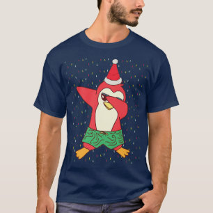 Funny Christmas Dabbing Penguin Christmas Lights T-Shirt