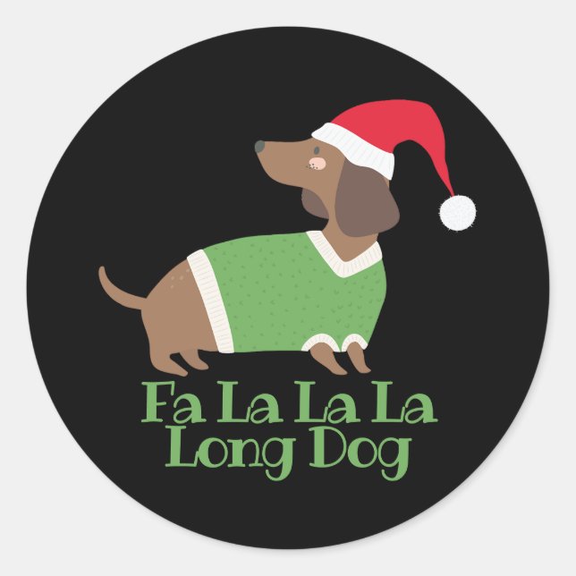 Funny Christmas Dachshund Classic Round Sticker (Front)