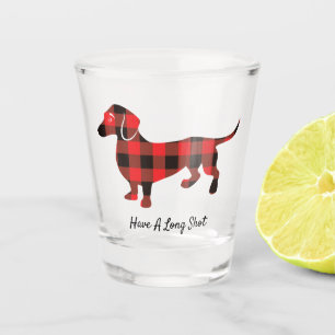 Funny Christmas Dachshund Flannel Plaid Shot Glass