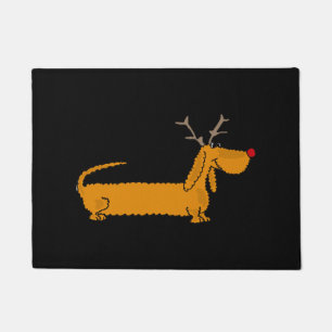 Funny Christmas Dachshund Reindeer Doormat