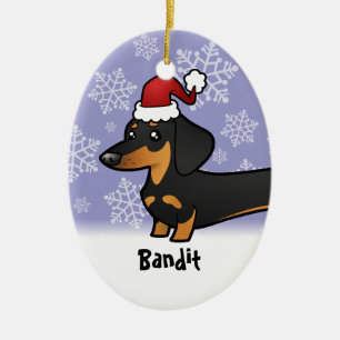 Funny Christmas Dachshund (smooth coat) Ceramic Ornament