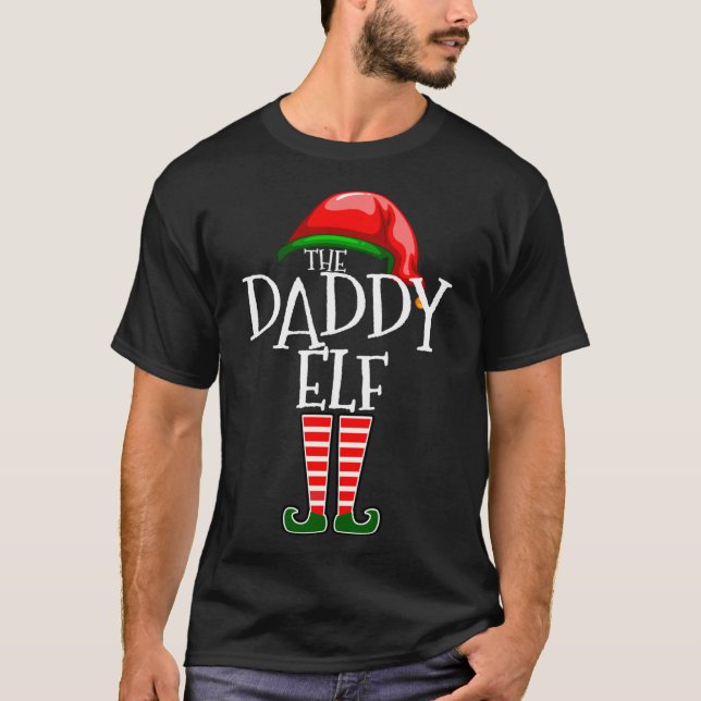 Funny Christmas Daddy Elf Matching T-Shirt (Front)