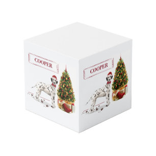 Funny Christmas Dalmatian Dog and Tree Cube