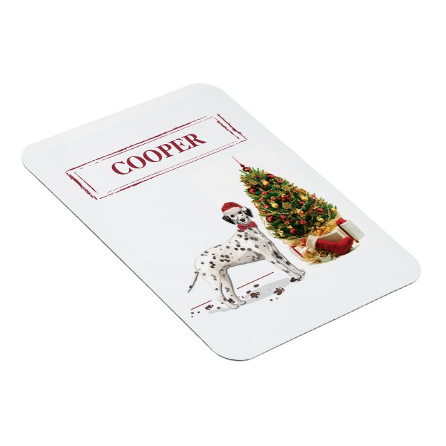 Funny Christmas Dalmatian Dog and Tree Magnet (Right Side)